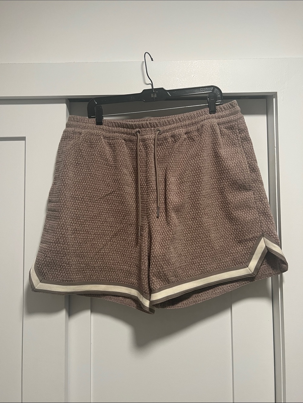 Kith Waffle Knit Drawstring Shorts - Taupe with Cream Trim